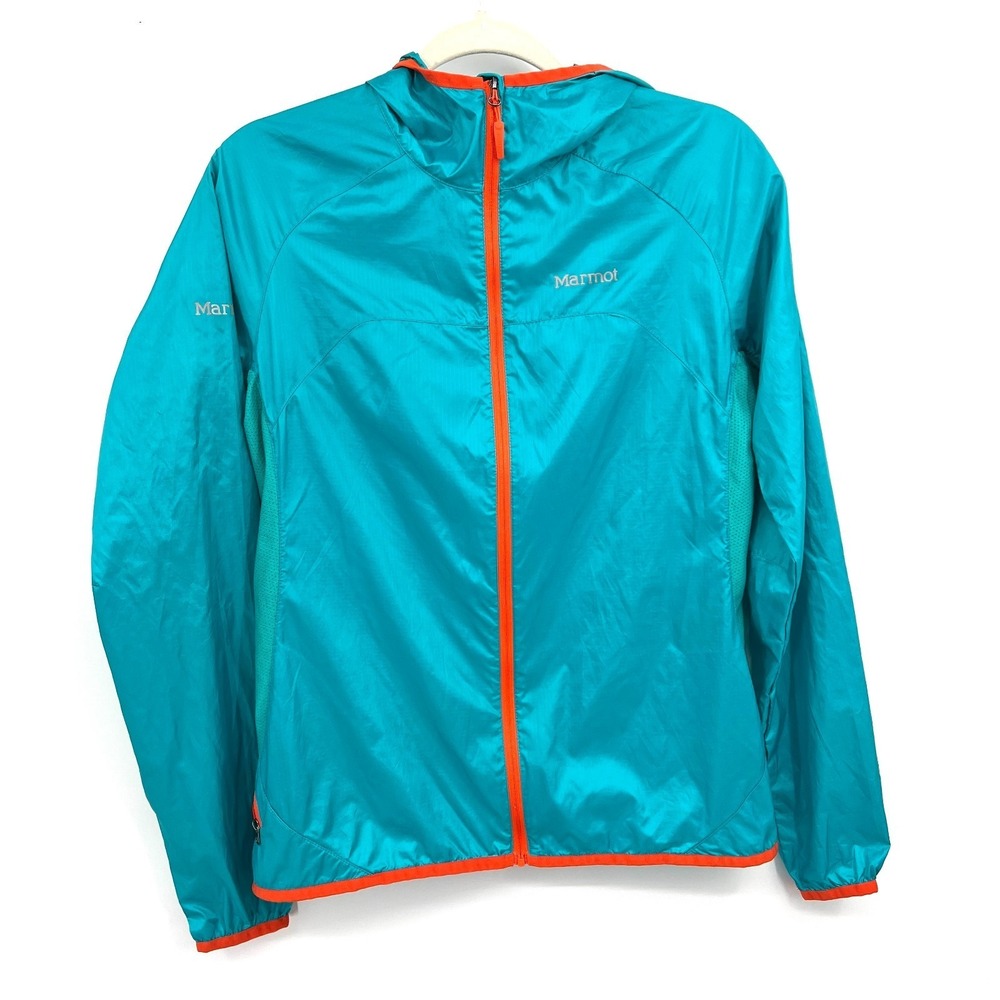 Marmot full zip lightweight‎ windbreaker jacket teal orange gorpcore outdoor S